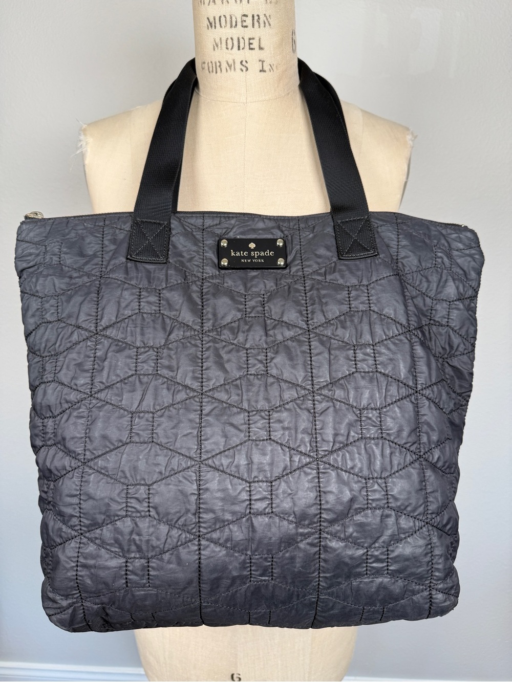Kate Spade Black Quilted Travel Shopper Tote